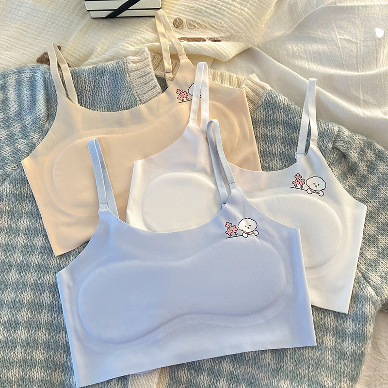 {4 สี 4 ชิ้น}สาวเสื้อกั๊กขนาดเล็ก7-13ปีบางสไตล์สาวพัฒนาการแสงบางหนึ่งเวทีไม่มีรอยต่อบางระบายอากาศวัยรุ่นสวยกลับ
