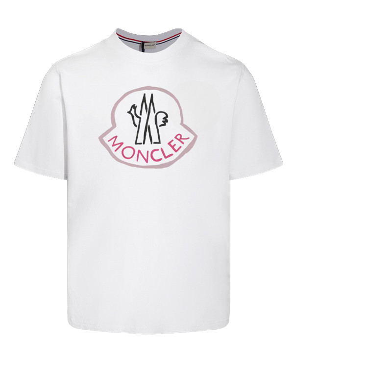 Mon * Ers Letter โลโก้พิมพ์ผ้าฝ้ายแท้สบายๆรอบคอหลวมแขนสั้นผู้ชายผู้หญิงเสื้อยืดด้านบน