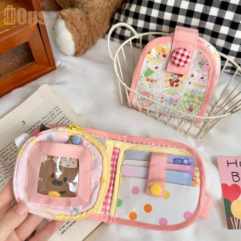 Ons Dopamine Summer Multi-layer Card Holder กระเป๋าเก็บของแบบพกพาดีไซน์การ์ตูนกระเป๋าสตางค์ผู้หญิงขนาดกะทัดรัดที่