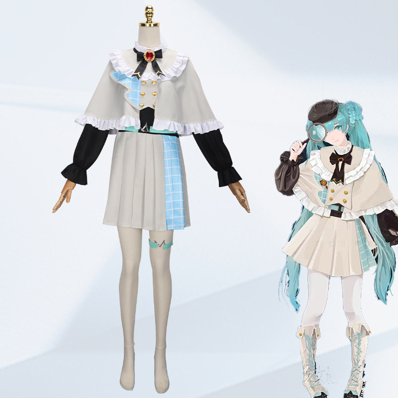Hatsune Miku คอสเพลย์เครื่องแต่งกายสาวนักสืบอะนิเมะ ชุดนักสืบ Miku ชุดคอสเพลย์ NS