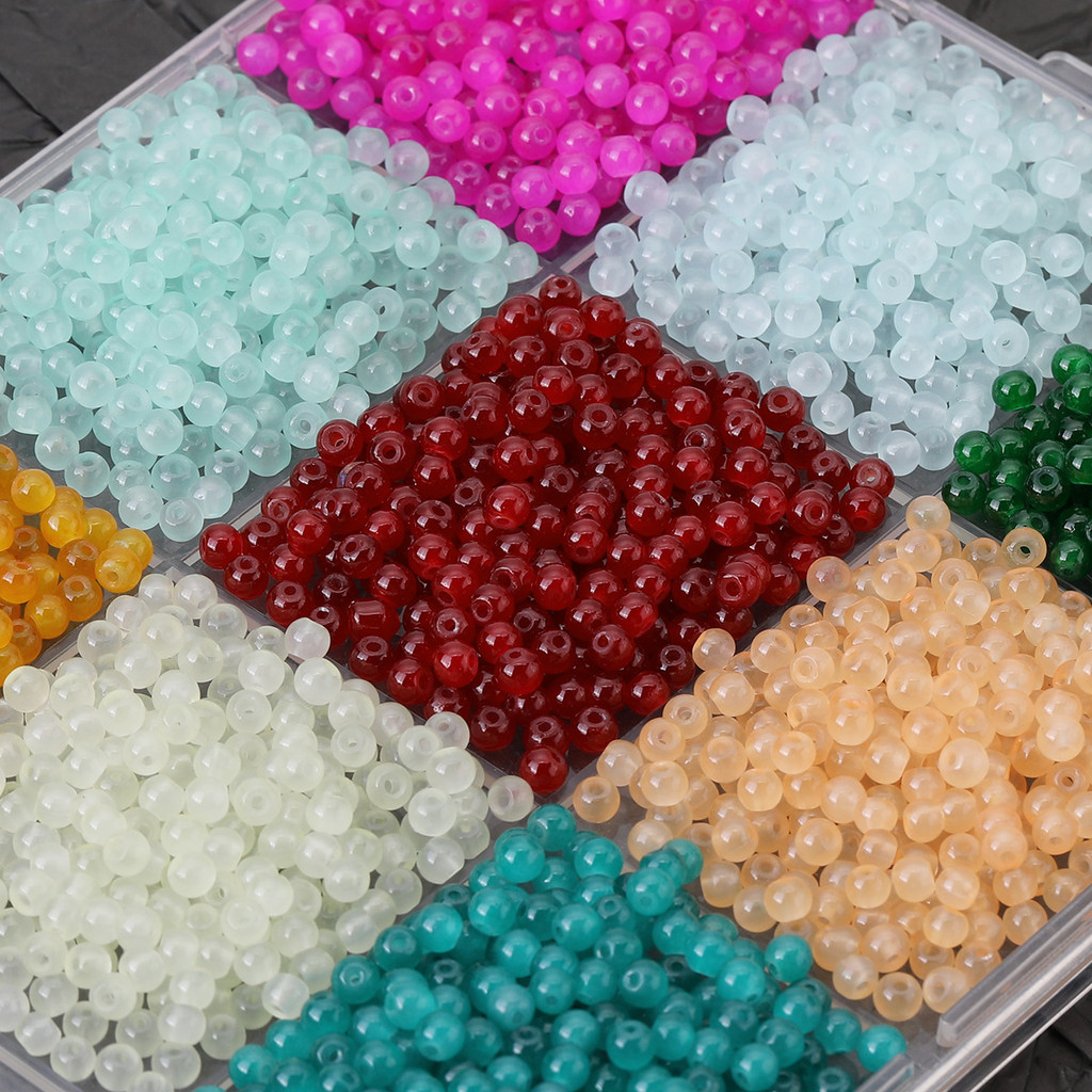 100 ชิ้น 4 มิลลิเมตรสีแก้วใสลูกปัดข้าวลูกปัด diy สร้อยข้อมือสร้อยคอทำอุปกรณ์เสริม