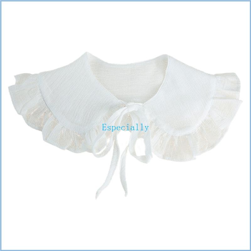 ESP ผ้าคลุมไหล่สีขาวสำหรับตุ๊กตาปลอมสำหรับผู้หญิงสาว Ruffled Trim ที่ถอดออกได้ครึ่งเสื้อล่ามเชือk Ba