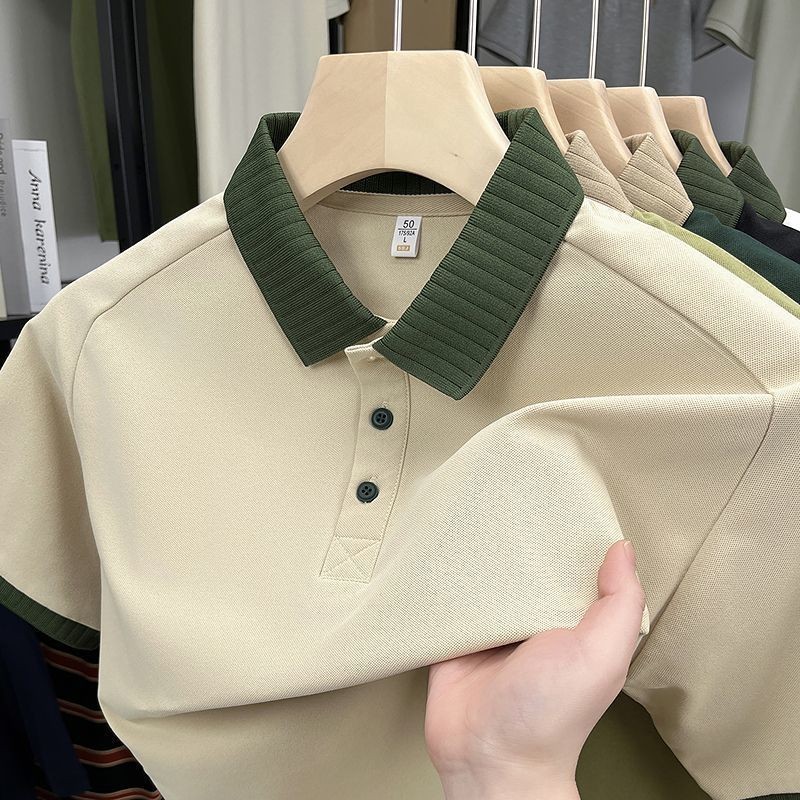 ผู้ชายโปโล เสื้อแขนสั้นลําลองสไตล์เกาหลีสำหรับฤดูร้อน