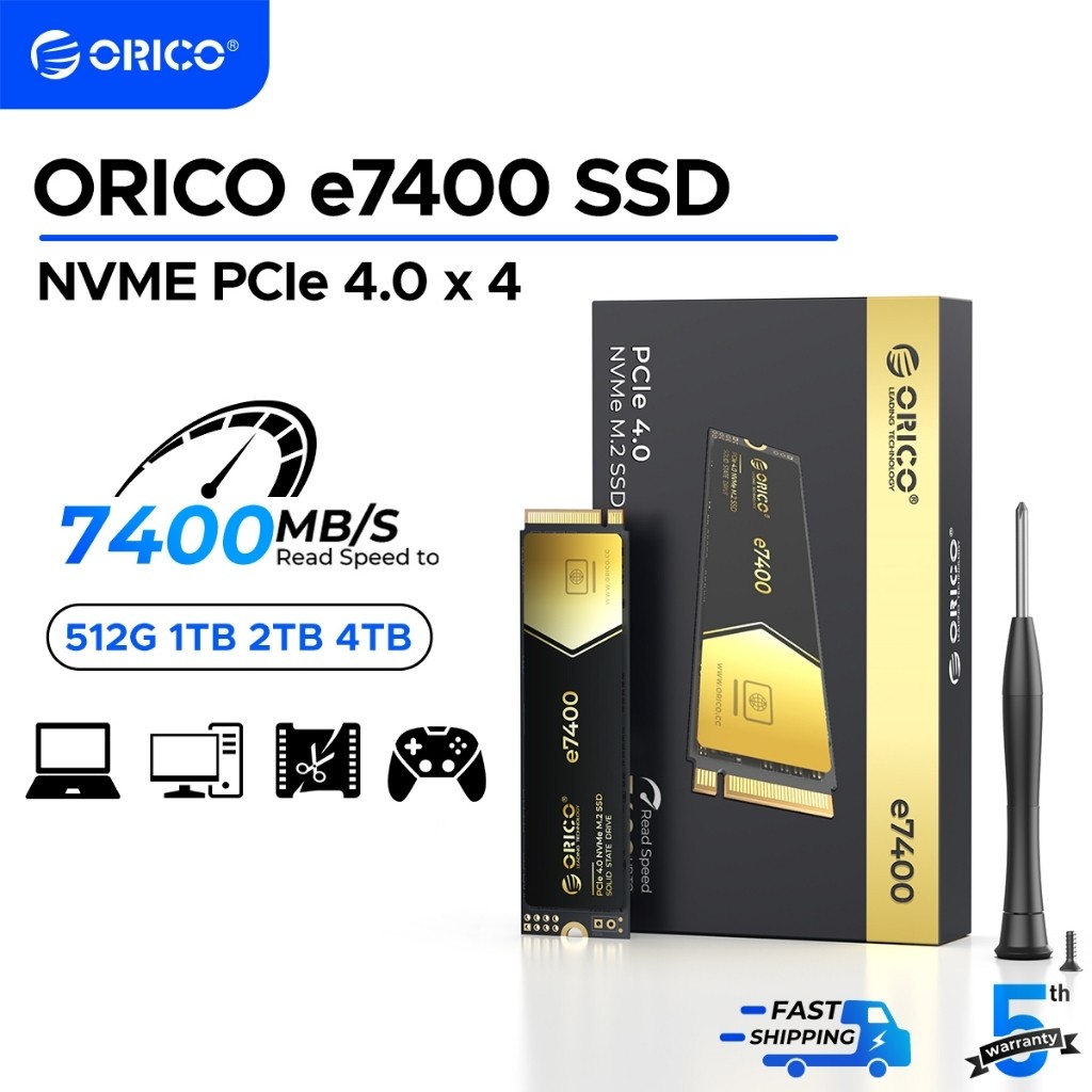 ORICO E7400 M.2 NVMe SSD PCIe 4.0 สูงสุด 7400MB/s 512GB 1TB 2TB 2280 PCIe 4.0x4 ไดรฟ์ Solid State ภา
