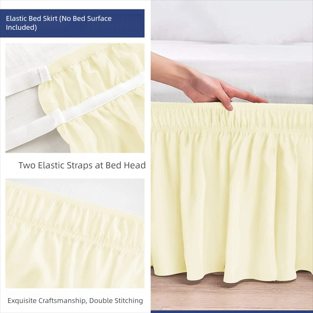 EUCALYTUSS Ruffled กระโปรงเตียง,สีทึบสามด้านเตียง Ruffles,นุ่มริ้วรอยฟรี Breathable Elastic Edge เตียงด้านข้างกระโปรงผ้าปูที่นอนอุปกรณ์เสริม - รูปที่ 2