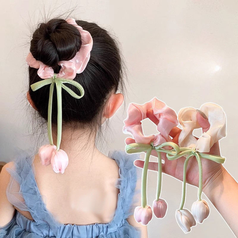 2025 All-Match Tulip Flower Scrunchy Hair Tie