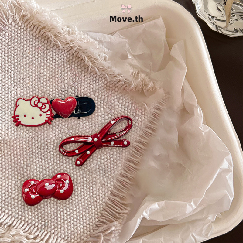 ในไทย-พร้อมส่งRed Polka Dot Bow ผมคลิปชุดหัวบรรยากาศ รูปที่ 5