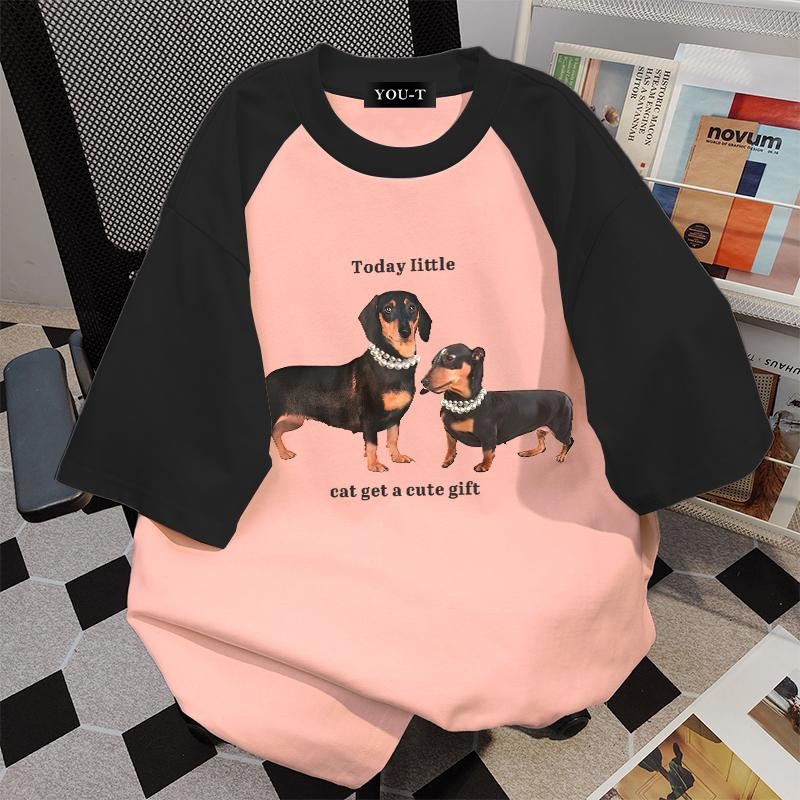 UT shop เสื้อยืด oversize คอกลม แขนสั้นcotton100% "TODAY DOG"เสื้อผ้าเกาหลี tshirt ใส่สบาย เสื้อคู่ร