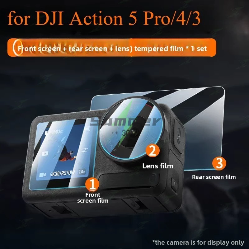 Summer ฟิล์มกันรอยจอเลนส์สำหรับ DJI Osmo Action 5 Pro/4/3, Ultra HD, กระจกนิรภัยกันรอยความแข็ง 9H พร้อมจอแสดงผล OLED