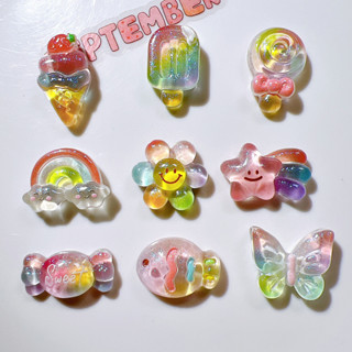 10ชิ้น/แพ็คใสสีไอติมดอกไม้ลูกอมเรซิ่นทําเองรองเท้าหัวเข็มขัด…