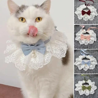 ลูกไม้ Bowknot Pearl Collar แมวสุนัข Neckerchief สัตว์เลี้ยงแมวลูกแมวสุนัขลูกสุนัข String Bib สร้อยคอเนคไทสายคล้องคอผ้าพันคออุปกรณ์เสริม