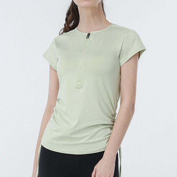 AirActive Leisure Casual Yoga Sports T-shirt Short Sleeves Zip And Side Drawstrings Moisture-wicking - รูปที่ 6