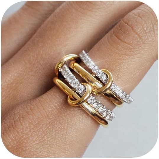 แหวน.Interlocking.Multi-Element.สองสี.พร้อมส่งเป็นของขวัญพิเศษ