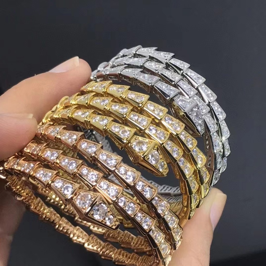 สร้อยข้อมือหัวงูสามวง/สร้อยข้อมือเพชรเต็มแฟชั่น/สร้อยข้อมือคู่/ของขวัญ