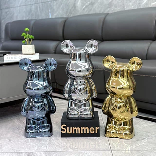 พร้อมส่ง🚚กระปุกออมสิน 18CM 28CM กระปุกออมสินหมีเซรามิก กระปุกออมสินหมีดุร้าย สีโลหะต่างๆ งานกระเบื้องเซรามิค ของตกแต่งบ