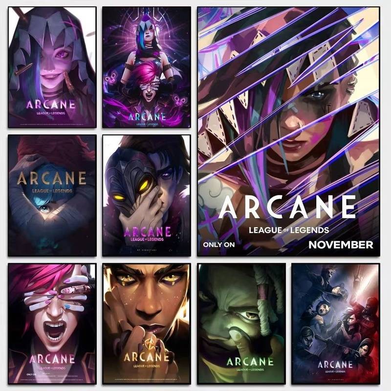 การ์ตูน A-Arcane Season 2 Vi J-Jinx Whitepaper โปสเตอร์ HD คุณภาพโปสเตอร์ Wall Art ภาพวาด Study Room Wall Decor