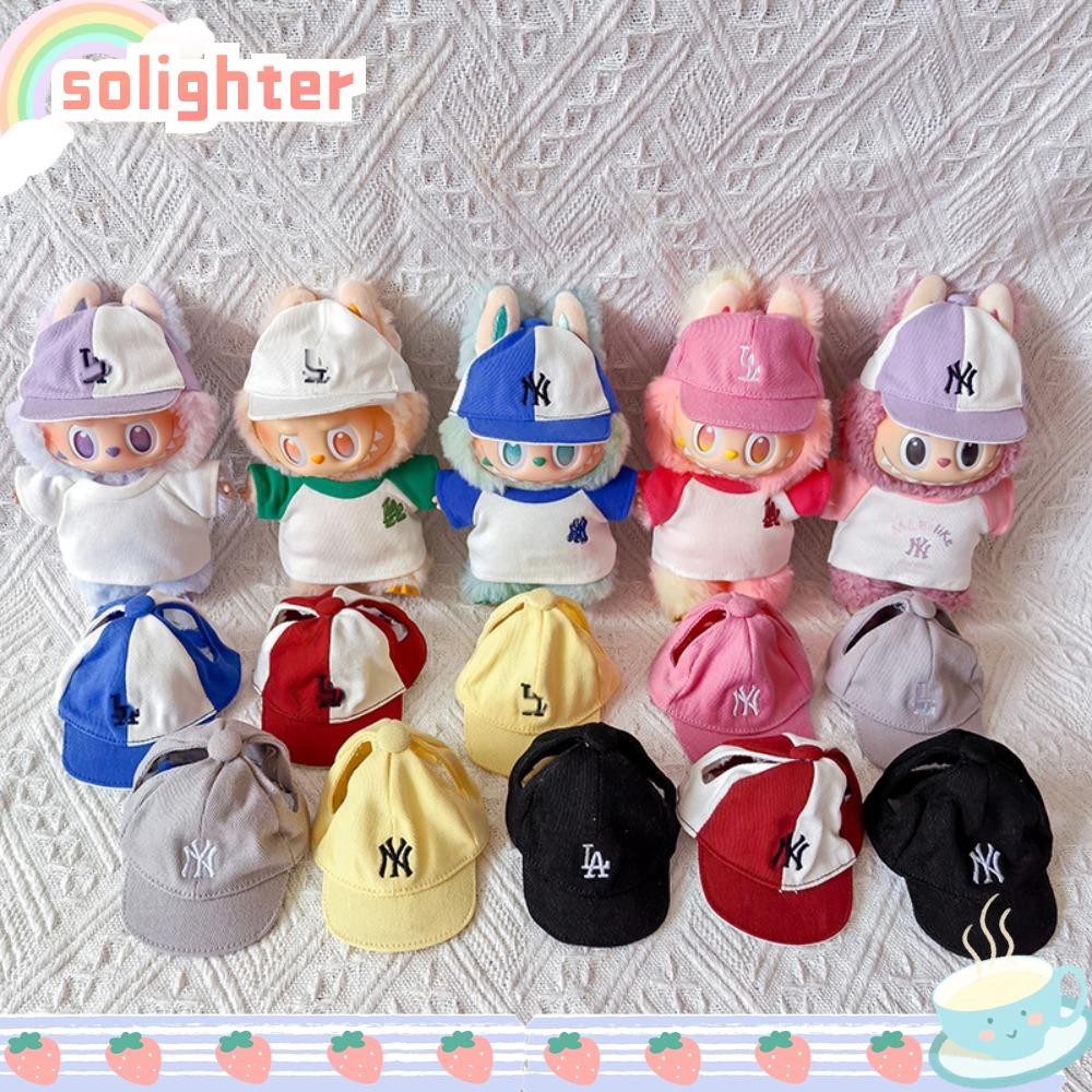 SOLIGHTER หมวกตุ๊กตา, เสื้อผ้าเปลี่ยนหมวกตุ๊กตาขนาดเล็ก, Kawaii|หมวกเบสบอลสี 17ซม. Labubu