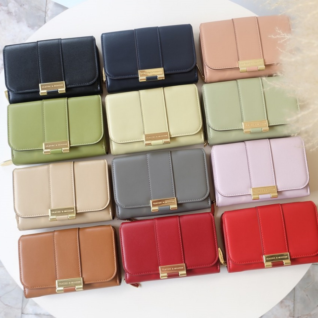 Chicbag [ พร้อมส่งในไทย ] กระเป๋าสตางค์ไซร์กลาง3พับ พร้อมส่งในไทย No.T-2701-051 แบรนด์แท้Classic&Modern