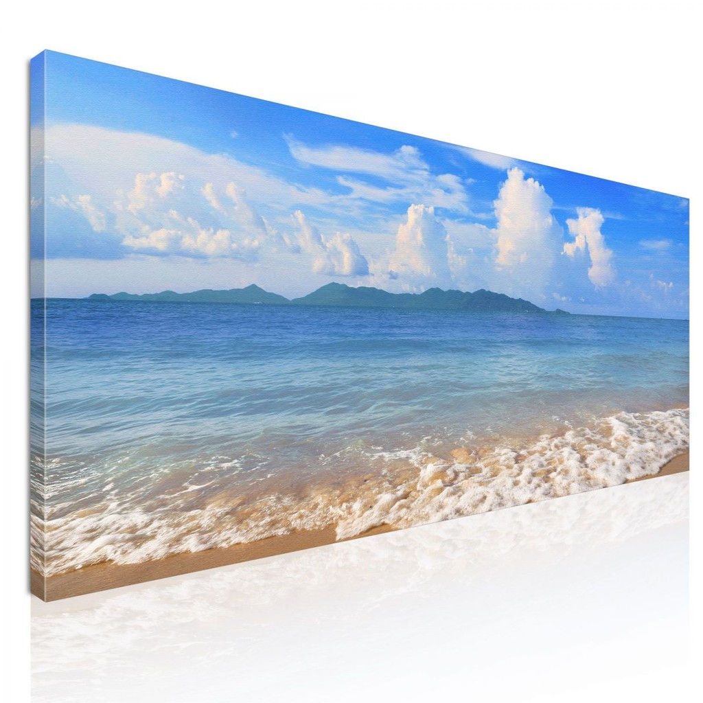 Sea Landscape Painting Enchanting Beach On Koh Samui With Turquoise Sea , seal24 ภาพพิมพ์บนผ้าใบแคนว