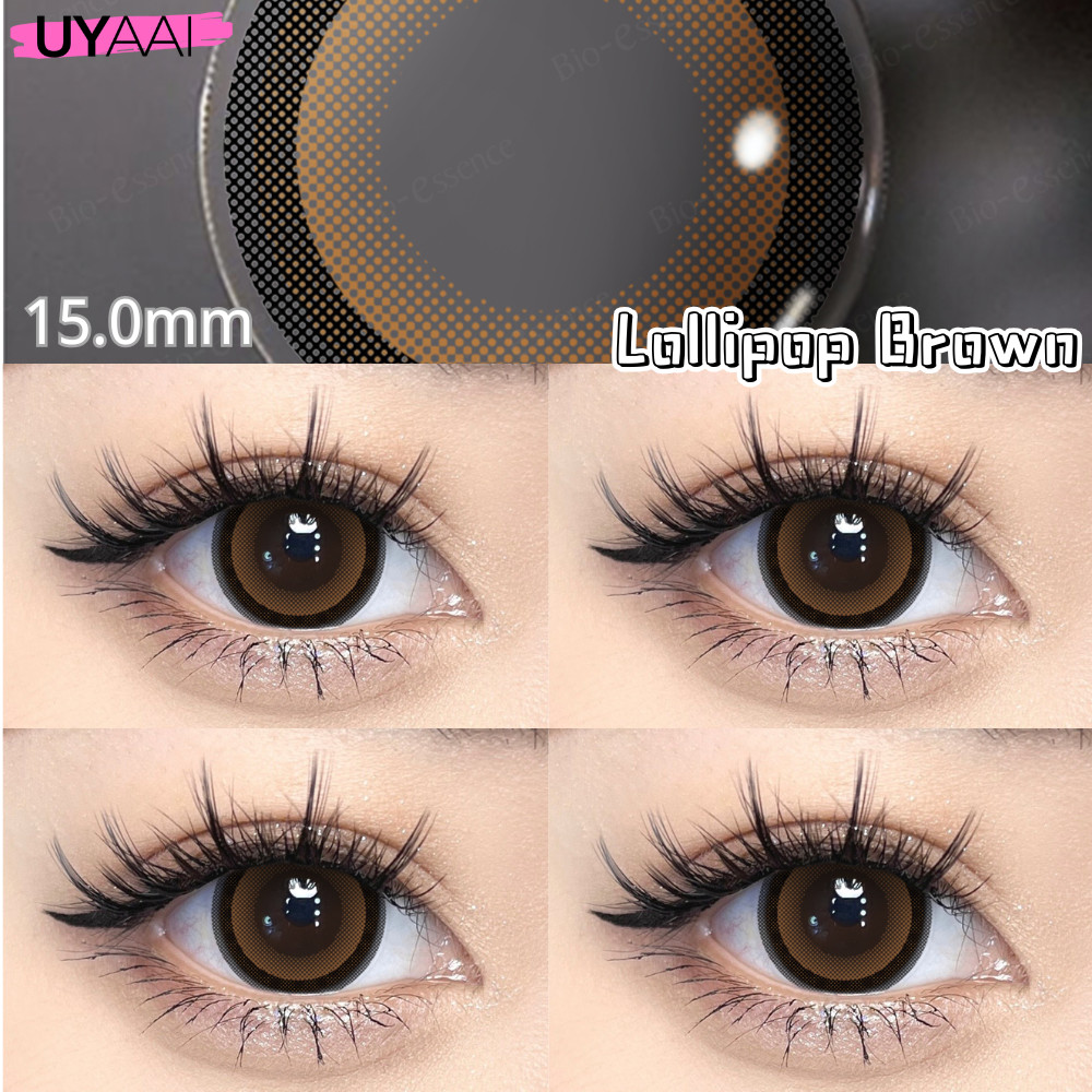 คอนแทคเลนส์ [0.00~-6.00] UYAAI x FRESHLADY Lollipop series คอนแทคเลนส์สี Brown Grey 15.0mm คอนแทคเลน