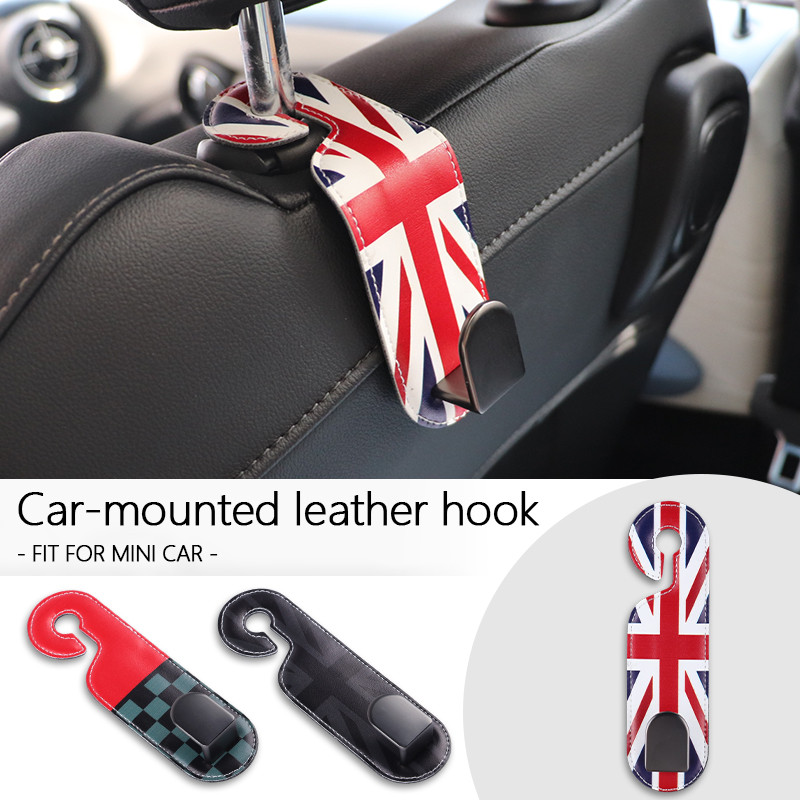 รถHeadrest Hookหนังที่นั่งด้านหลังแขวนสําหรับMINI Cooper R50 R53 R56 R60 R61 F54 F55 F56 F60 U25 F66 F65 J01 J05 ผู้ถือรถ