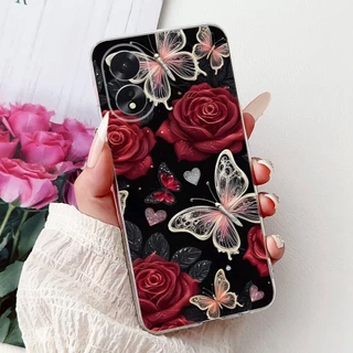 สําหรับ OPPO A18 A38 CPH2579 CPH2591 2025 Elegant Floral Cat เคสโทรศัพท์ OppoA18 A38 4G ซิลิโคนนุ่ม TPU กรณี