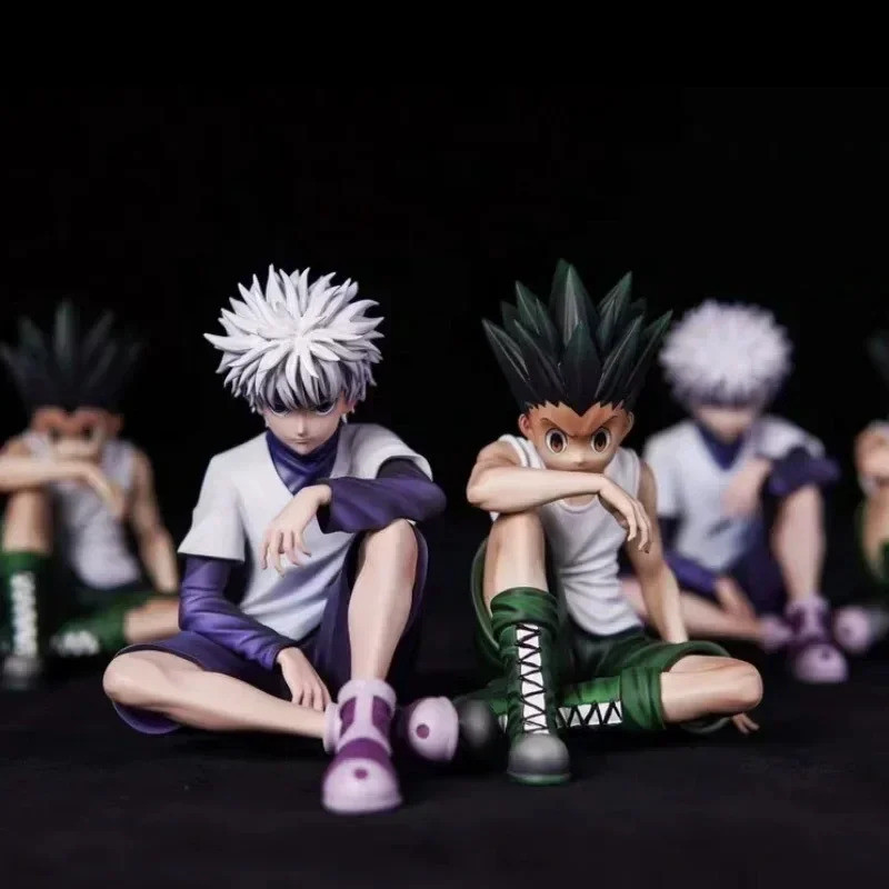 10cm/3.9in Anime Hunter×Hunter Figure Sitting posture Gon Freecss Killua Zoldyck Figure PVC Statue C