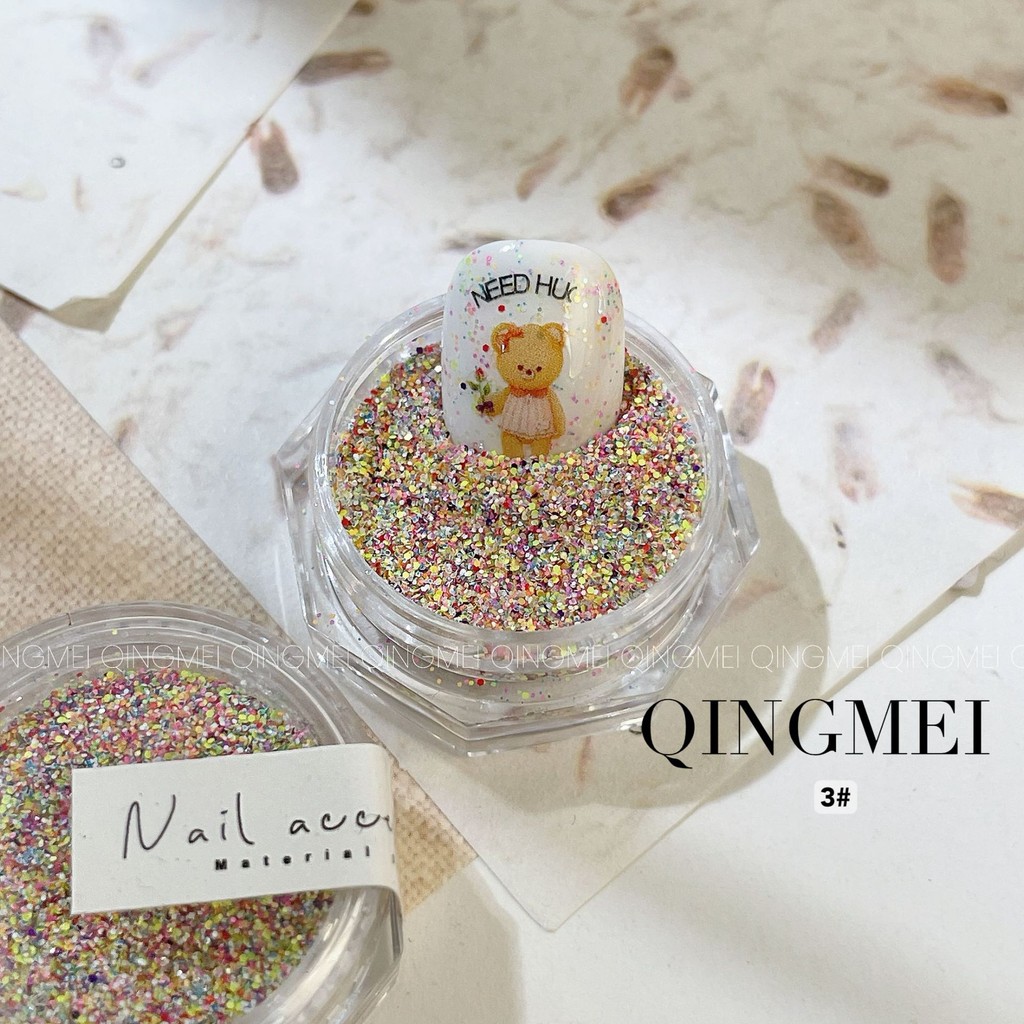 สไตล์เกาหลี อิน สั้นเล็บอนุภาคบรรยากาศวัสดุผงวันหยุดที่มีสีสันฤดูร้อนน้ําตาลผสมผงหินขัดผง - รูปที่ 6