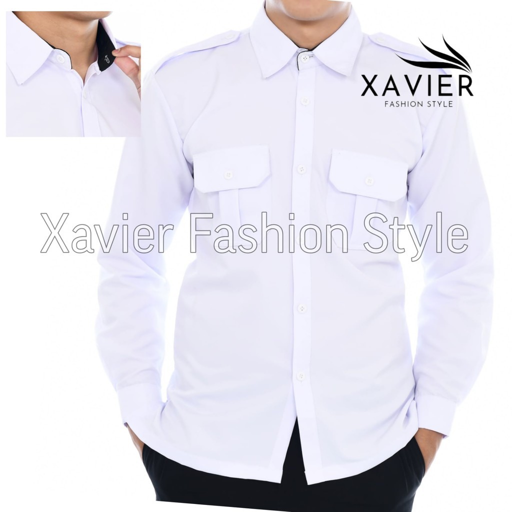 KEMEJA เสื้อ PDH สีขาวล่าสุดสําหรับตัวแทนพลเรือนของผู้ชาย - ชุดบริการแขนยาวพร้อมตัวแปรคอปกสีดําและสี