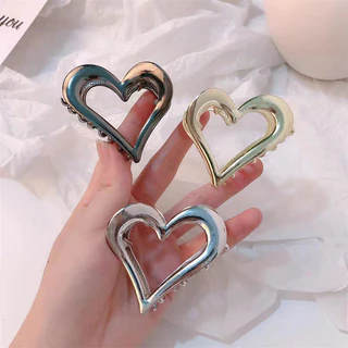 กิ๊บติดผมโลหะสไตล์เกาหลี กิ๊บรูปฉลามหัวใจใหญ่สำหรับผู้หญิง เครื่องประดับศีรษะระดับไฮเอนด์