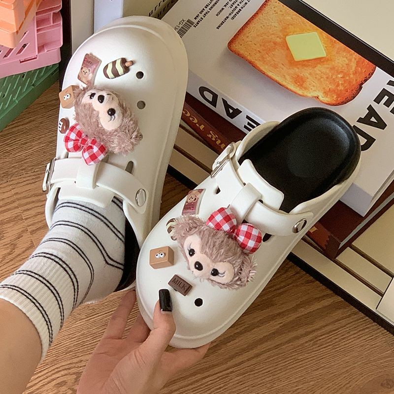 รองเท้าแตะผู้หญิงใหม่ น่ารัก ปิดนิ้วเท้า สำหรับกลางแจ้ง ฤดูร้อน กันลื่น พื้นหนา ระบายอากาศได้ - รูปที่ 5