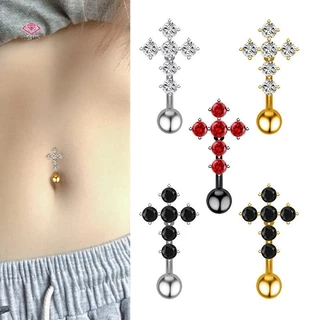 HWETR คริสตัล Star Dangled Belly ปุ่มแหวนสแตนเลส Dainsty Zircon สะดือแหวน Belly เจาะ Body Jewelries ใหม่