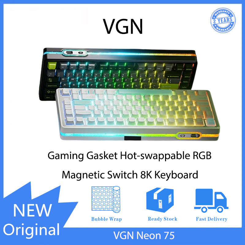 VGN Neon 75 ปะเก็นสําหรับเล่นเกม สวิตช์แม่เหล็ก RGB แบบถอดเปลี่ยนได้ คีย์บอร์ด 8K