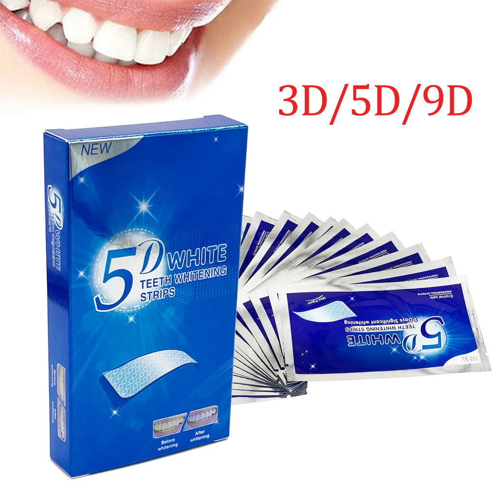 28 ชิ้น/14 คู่ฟัน Brightening Strips 3D/5D/9D Whitening Strips Oral Hygiene Care คู่ยืดหยุ่นฟันแถบไว