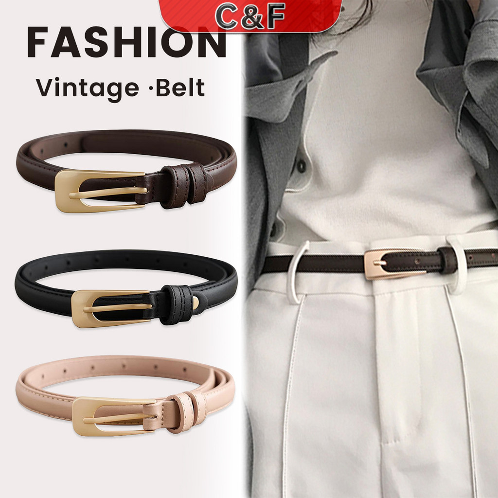 C&F เข็มขัด​ผู้หญิง เข็มขัดแฟชั่น หนัง PU สำหรับผู้หญิง แนววินเทจ เข็มขัด Belt