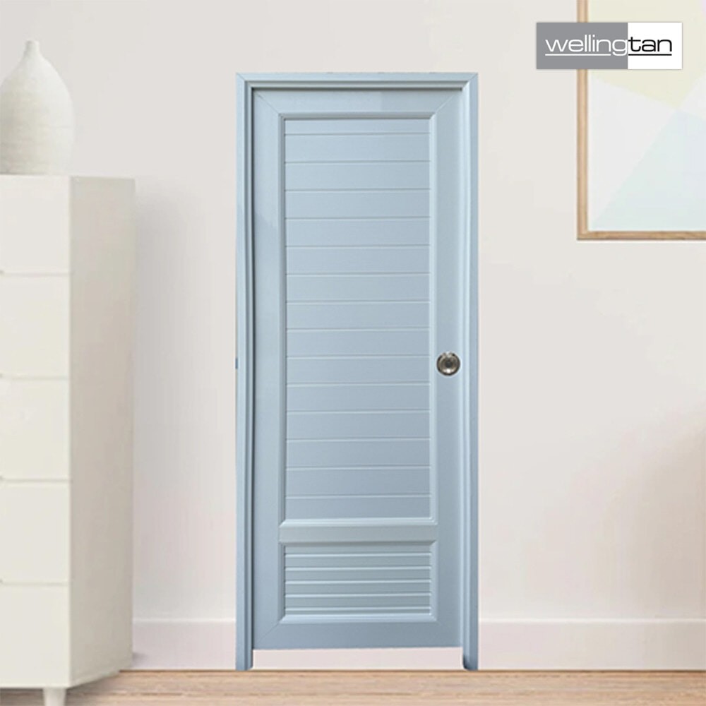 LOCAL789 WELLINGTAN ประตูUPVC พร้อมวงกบบานพับ WK-UPL08 70x200ซม. สีขาว (เจาะลูกบิด) ร้านอยู่ในไทย