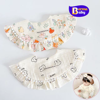Berma Baby ผ้าซับน้ำลายเด็ก รูปร่างกลีบ ดูดซับน้ำได้ดี ผ้าฝ้าย นิ่ม มีกระดุมติด ผ้ากันเปื้อนน้ําลาย