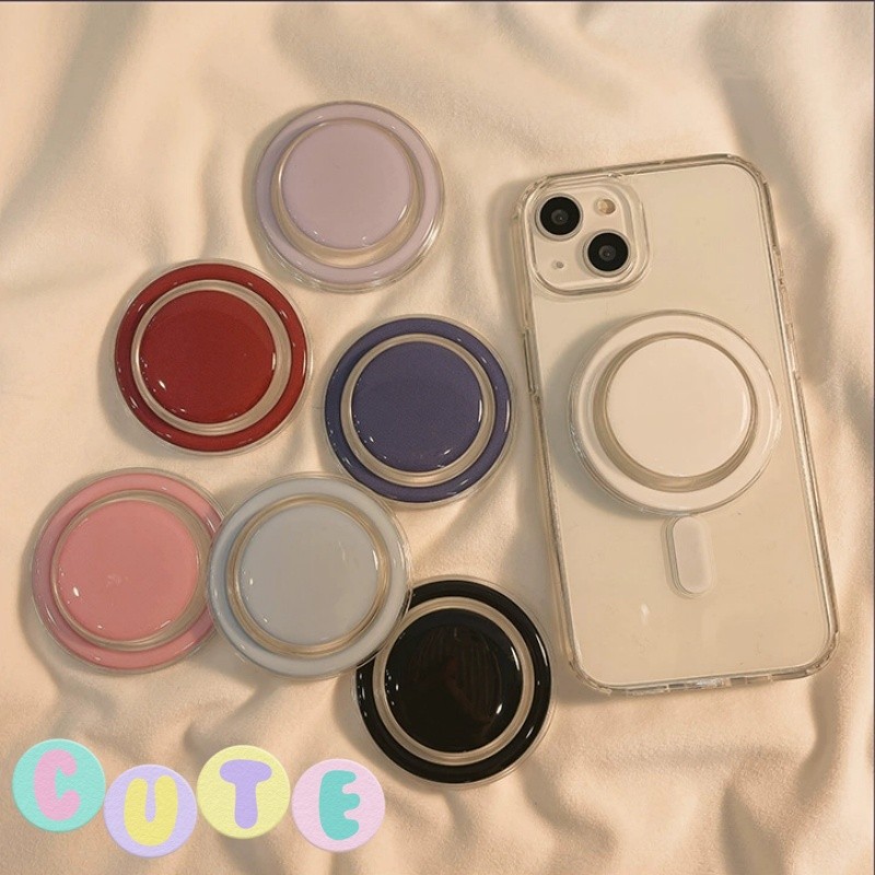 Simply Color Plain Round Popsocket Magsafe ที่วางโทรศัพท์แม่เหล็กสําหรับ IPhone 16 Pro Max Plus ด้ามจับแหวนแบบพับได้ยืดโต๊ะสี