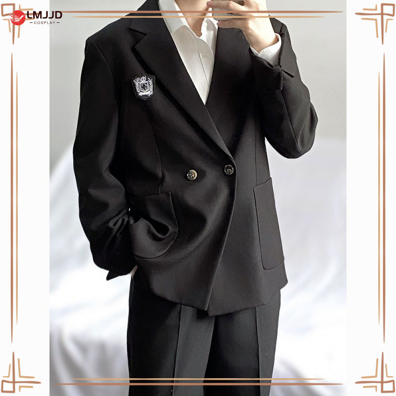 DK Suit Original College Style Authentic Mens Uniform Youth Double-Breasted Casual Black Draped Retr