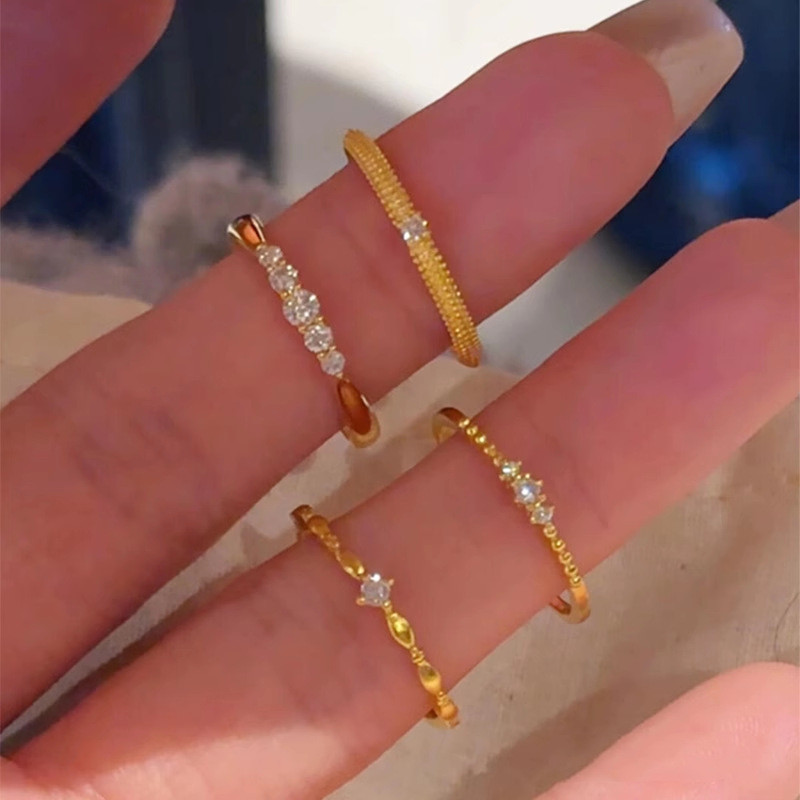 Sparkling Gold Plated Brushed Ring แหวนบุคลิกภาพระดับไฮเอนด์แหวนของขวัญขายส่ง ราคา ถูกที่สุด ดีลบีเคเค รูปภาพหลัก