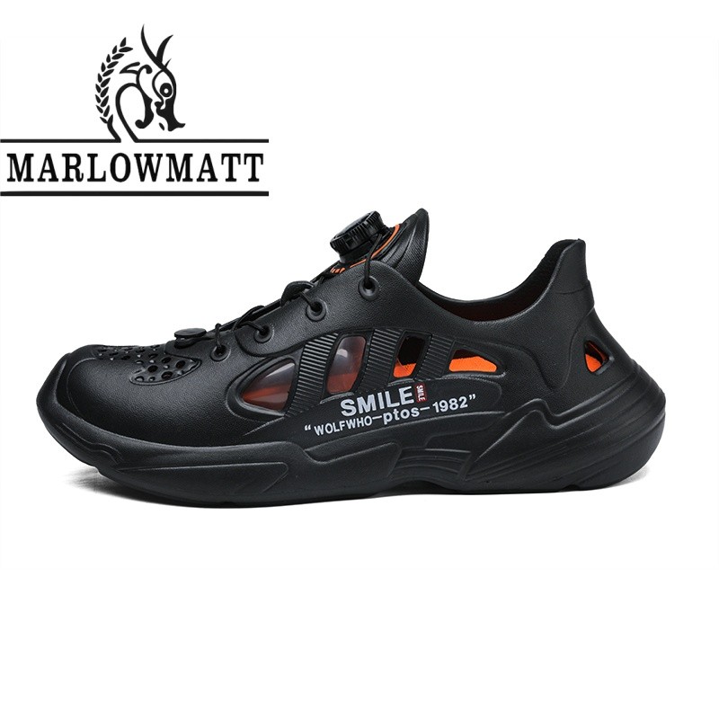 Marlowmatt รองเท้าแตะผู้ชายรองเท้าแตะฝาครอบลูกบิดเท้าวัสดุ EVA รองเท้ารู 2025 สไตล์ใหม่แฟชั่นกันน้ํากันลื่น