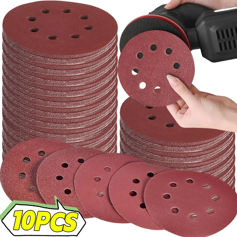 10 ชิ้น 40Grit-2000Grit กระดาษทราย 8 หลุม/รอบแผ่นบดแบบมีกาวในตัวอัตโนมัติเครื่องมือขัด