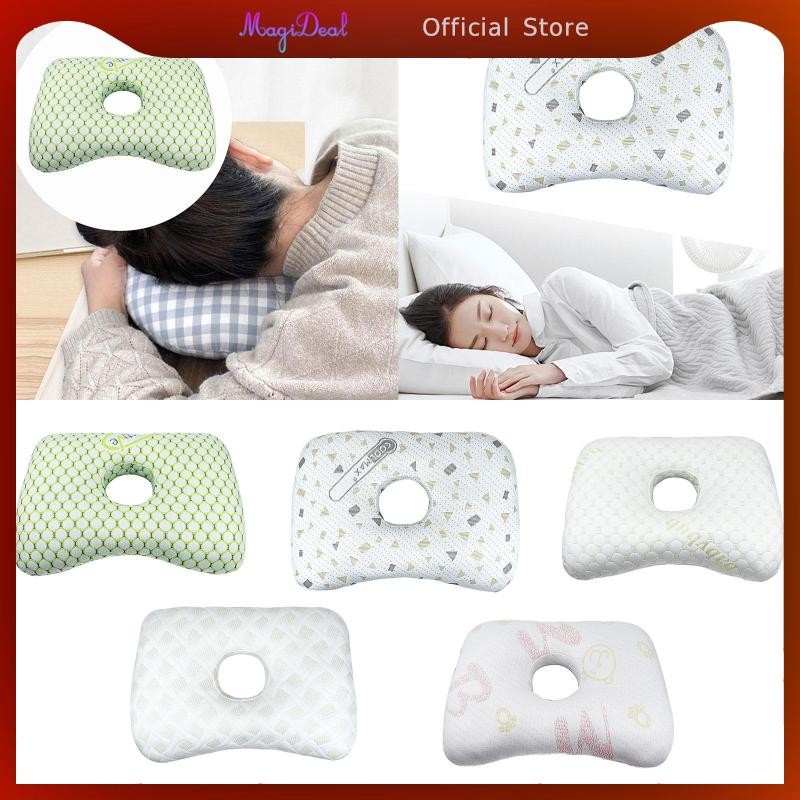 MagiDeal หมอนเจาะหูมีรู A ถอดออกได้ ปลอกหมอนผ่อนคลายคอ