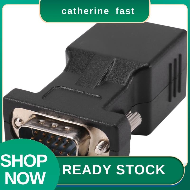In Stock VGA Extender ชายกับ LAN CAT5 CAT6 RJ45 อะแดปเตอร์สายเคเบิลเครือข่าย