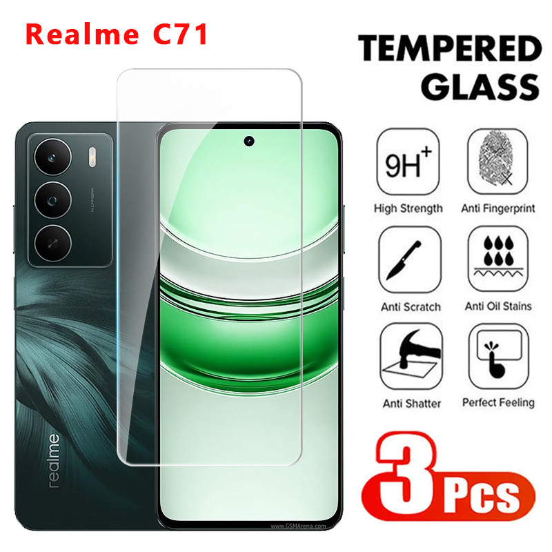 กระจกนิรภัยป้องกันหน้าจอสําหรับRealme C71 4G 2025 กระจกใสคลุมทั้งหมดฟิล์มสําหรับRealmeC71 C 71 RMX53