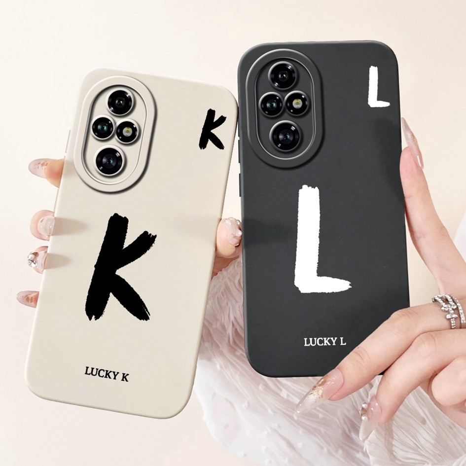 สําหรับ Honor 200 กรณี ELI-NX9 กันกระแทกน่ารักสีขาวสีดําตัวอักษรซิลิโคนนุ่ม Matte สําหรับ Honor 200 