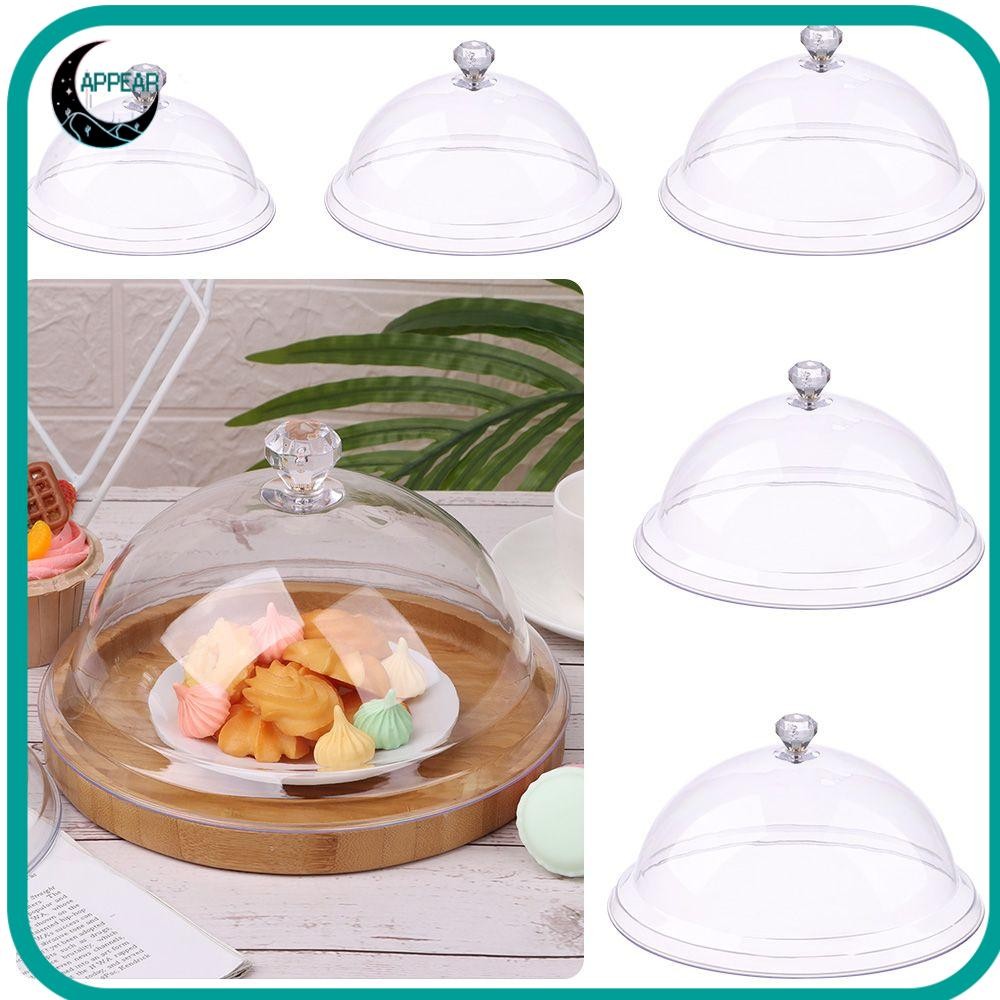 APPEAR ฝาครอบอาหารกันฝุ่นกระจกนิรภัยพลาสติกถาดเก็บขนมโปร่งใสป้องกันฝุ่นตกแต่งปาร์ตี้เค้กจานขนมปัง