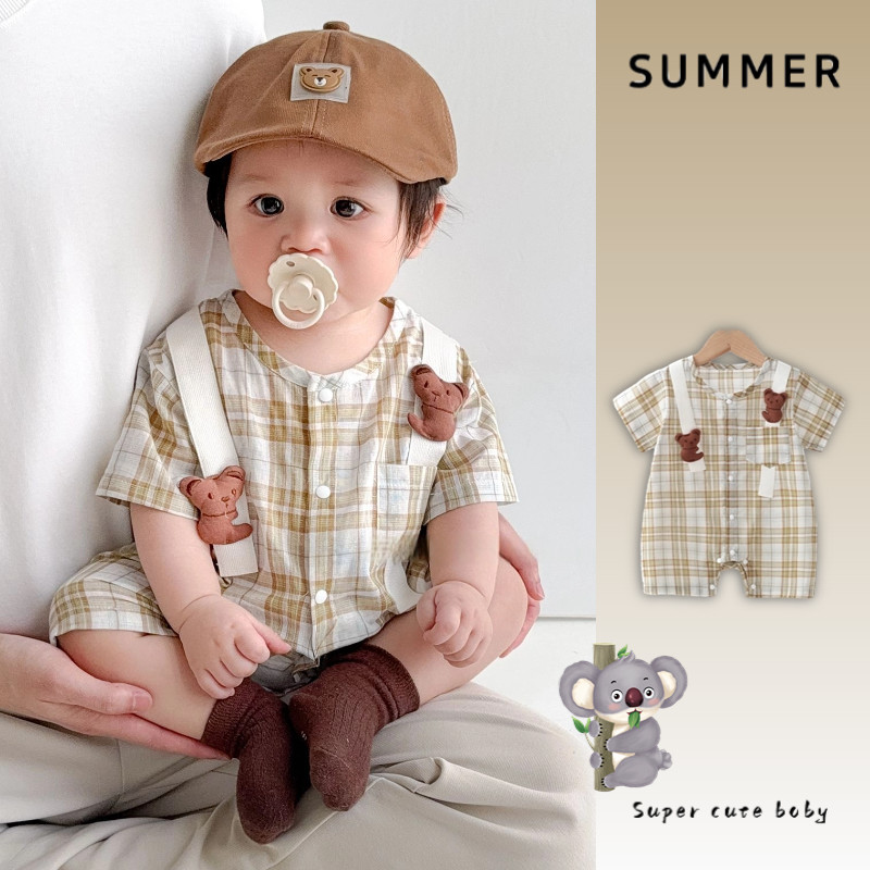 ฤดูร้อนใหม่เสื้อผ้าเด็กทารกชุดบอดี้สูทแขนสั้น 0-24 เดือนเย็นและระบายอากาศน่ารักสุดน่ารัก โคอาล่า ชุดรอมเปอร์ สไตล์เกาหลี ราคา ถูกที่สุด ดีลบีเคเค แกลเลอรีภาพที่ 2