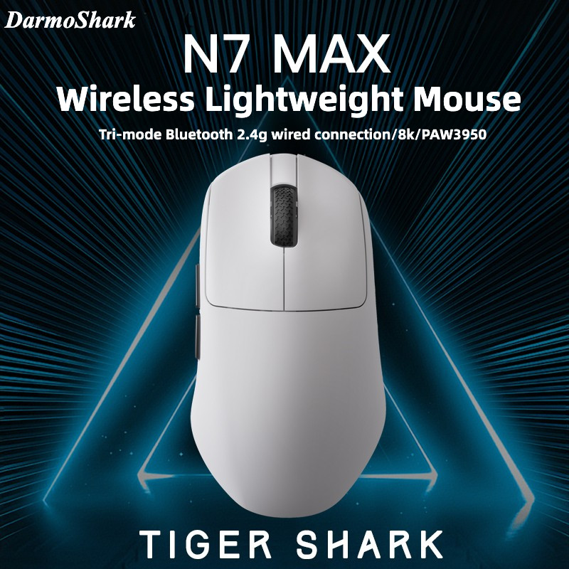 Darmoshark N7MAX Tri-mode Bluetooth 2.4g แบบมีสาย PAW3950 Dual 8K Digital Display Screen 8k Receiver
