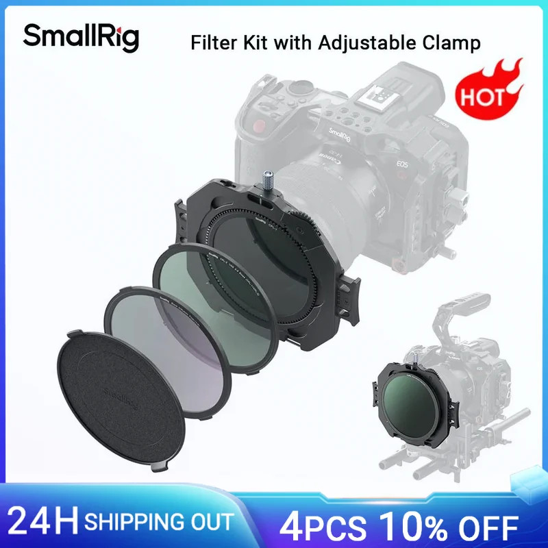 ชุดกรอง SmallRig พร้อมแคลมป์ปรับระดับได้ w CPL, VND, Black Diffusion 1/4 Filters & Lens Cap สําหรับ 